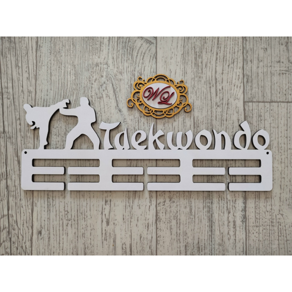 Медальница Taekwondo белая
