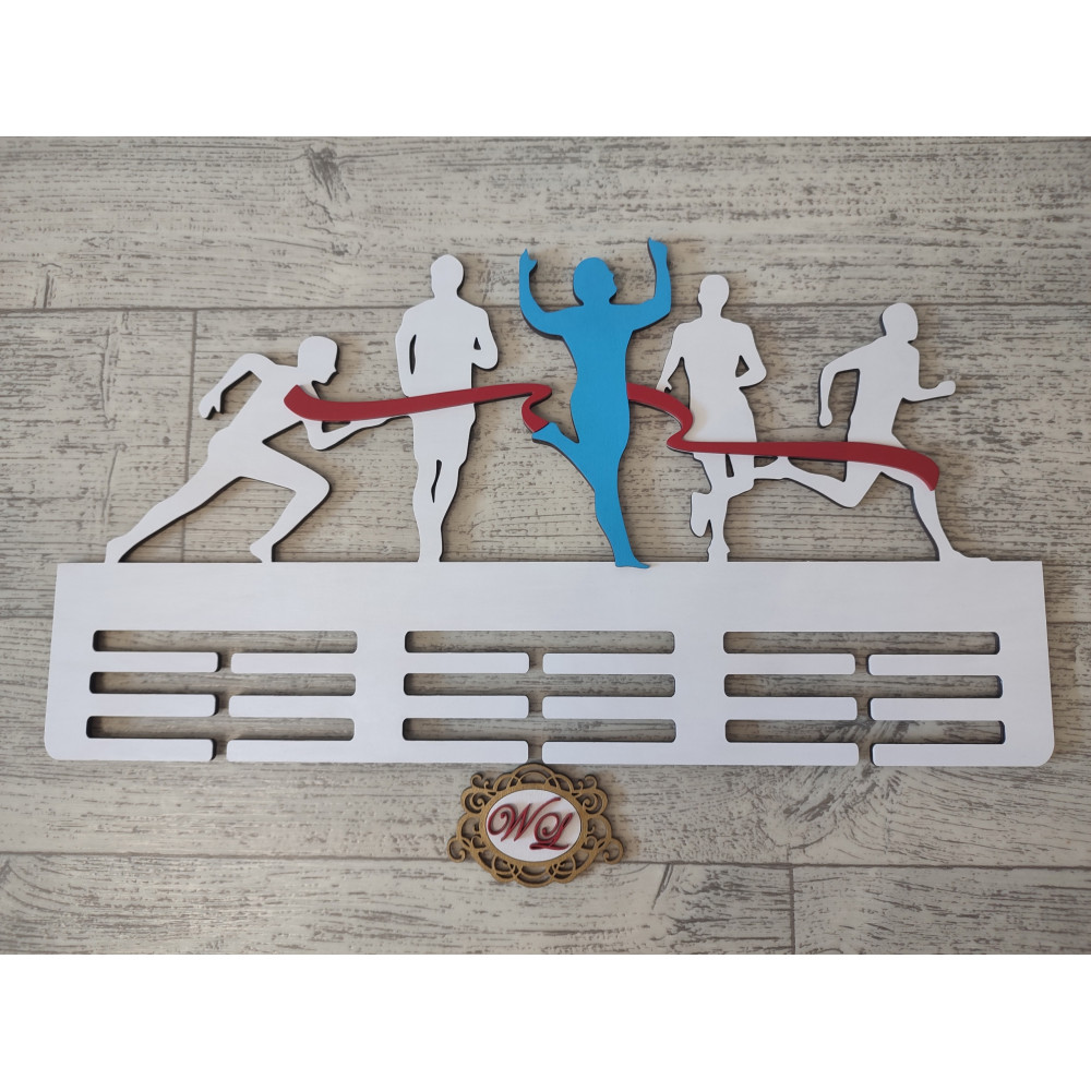 Медальница с бегунами белая