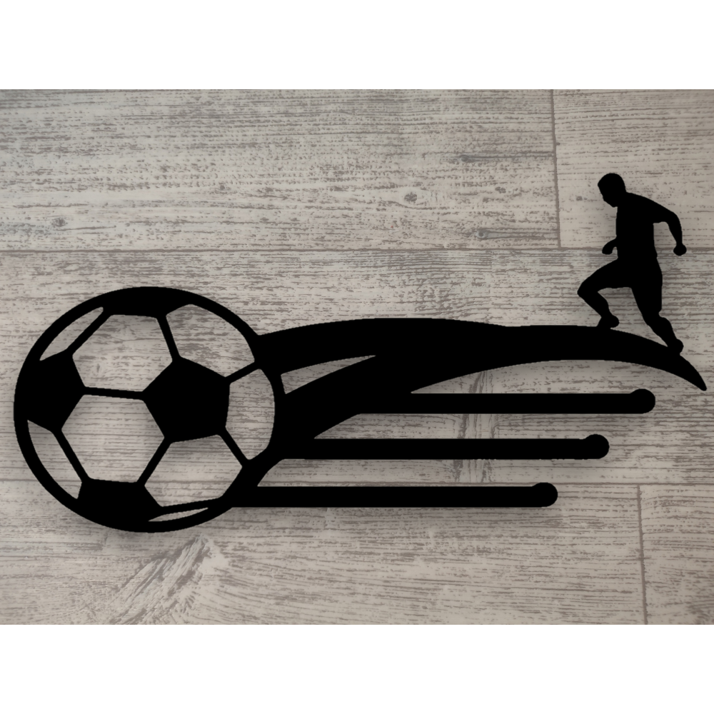 Медальница с футболистом и большим мячом