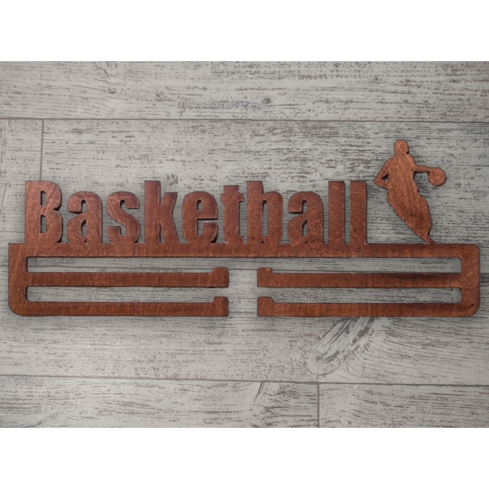 Медальница Basketball с покрытием морилкой