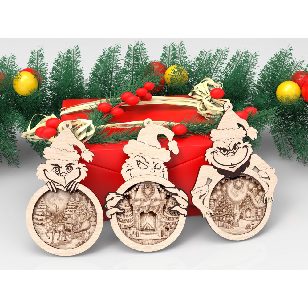 Елочные игрушки Гринч двухслойные