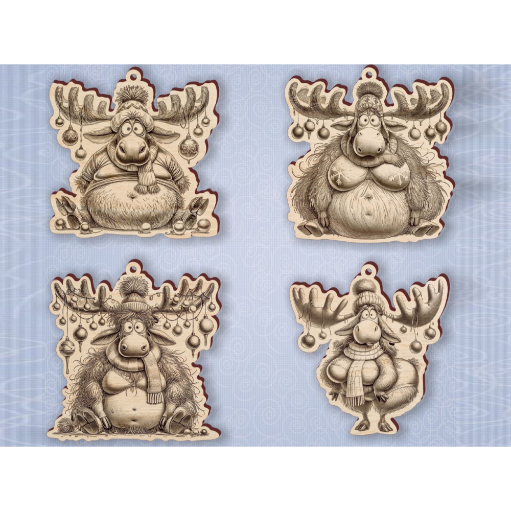 Елочные игрушки с гравировкой оленя