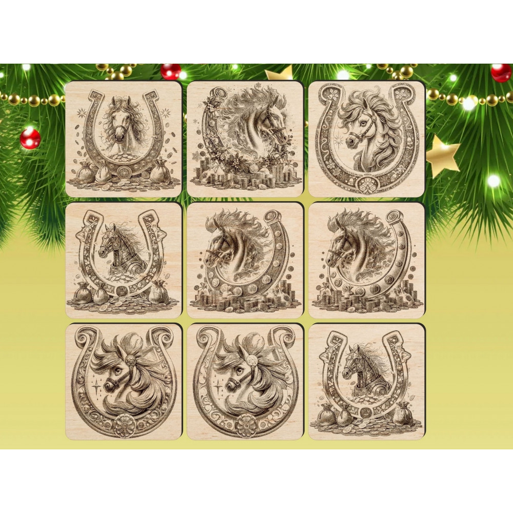 Подставки под горячее с лошадью и подковой