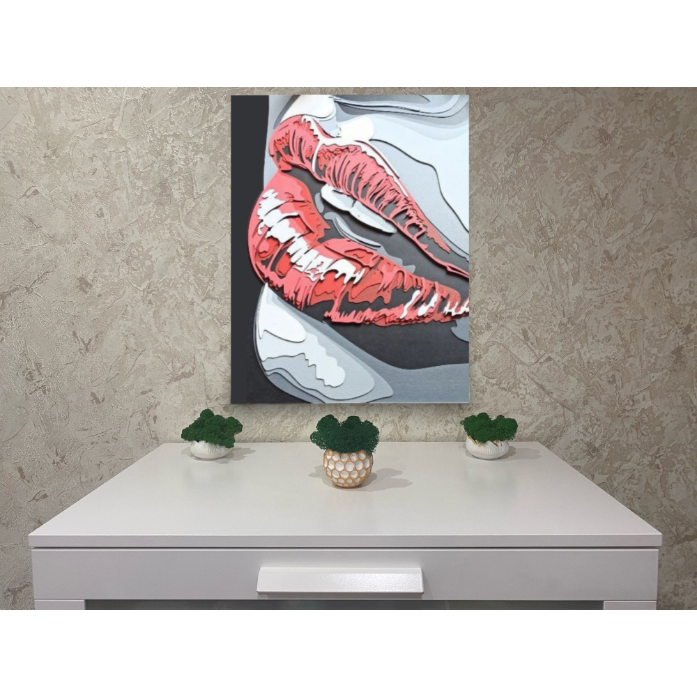 Многослойное панно Губы