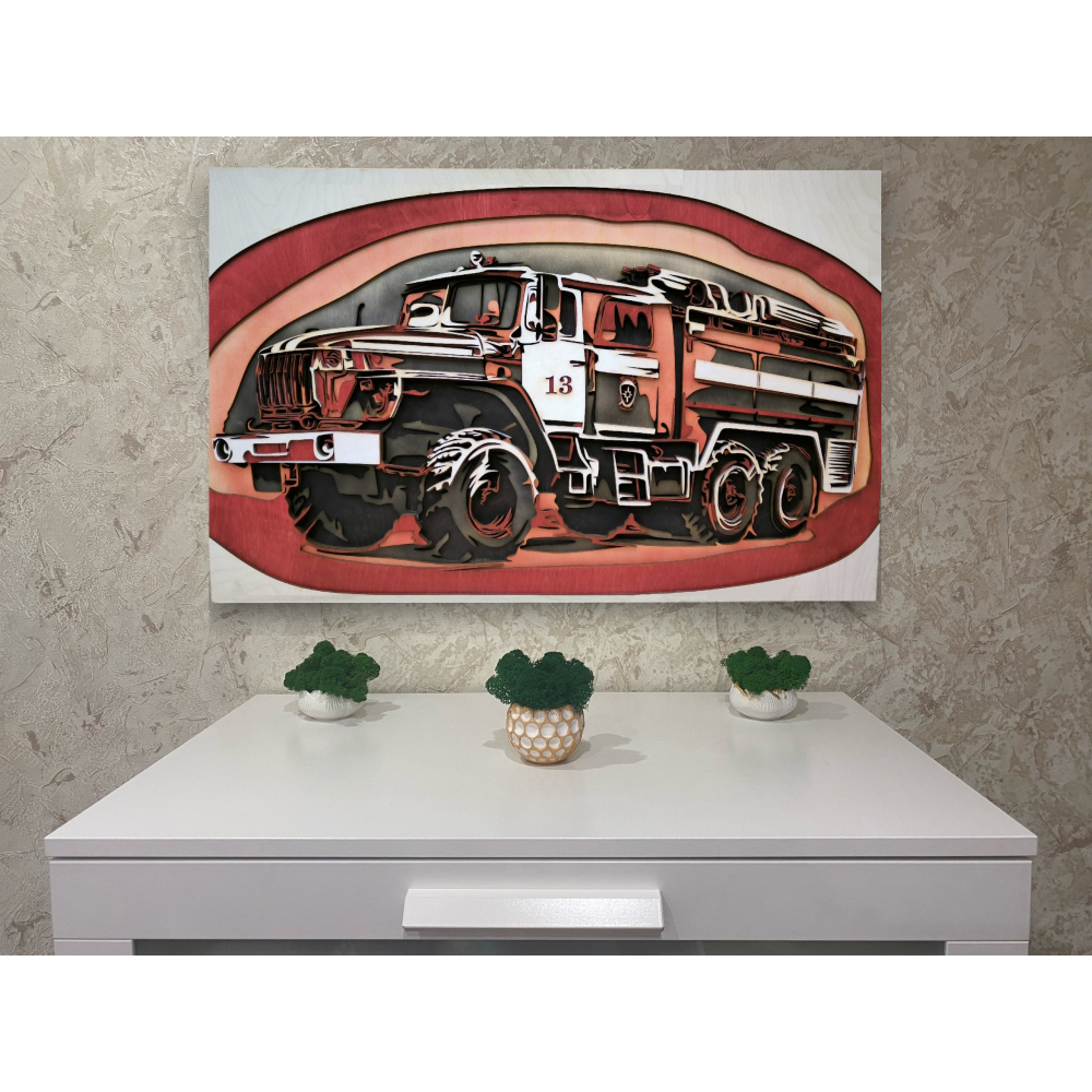Панно Пожарная машина 5 слоев