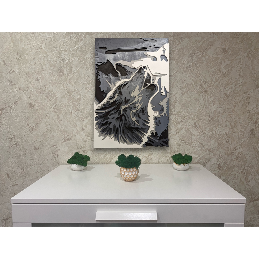 Панно Волк 6 слоев